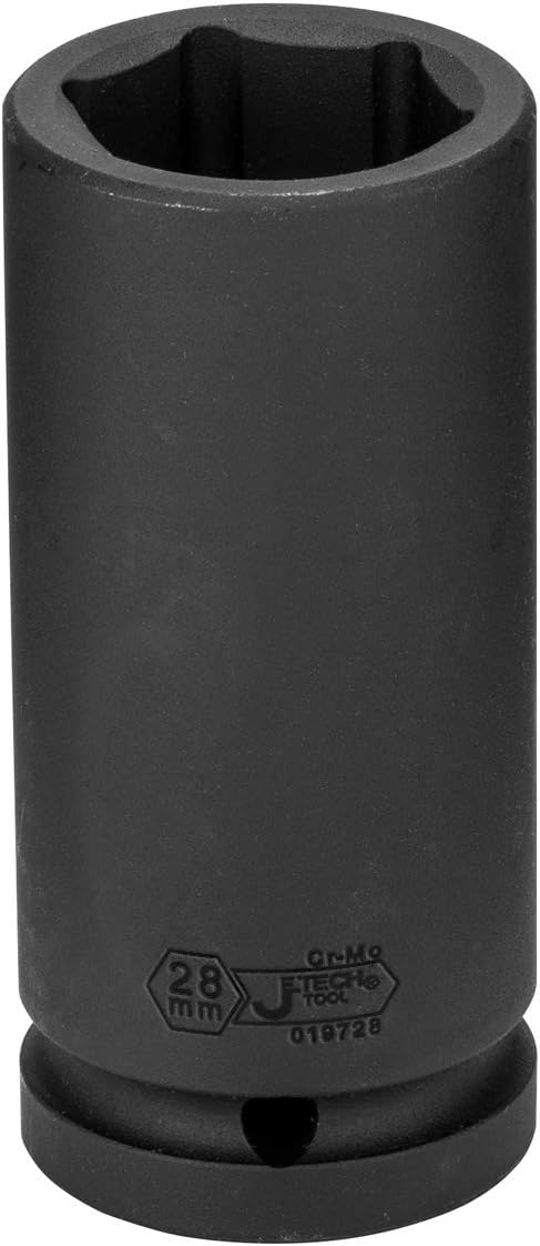 Jetech 3/4-Inch Drive 28mm Deep Impact Socket with 6-Point Design, Heat-Treated Chrome Molybdenum Alloy Steel, Metric