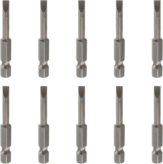 10 Pcs SL4.5 Magnetic Slotted Screwdriver Bits S2 Steel Flat Head Screwdriver Bits with 1/4 Inch Hex Shank, 2 Inch Length
