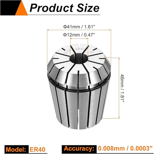 HARFINGTON Spring Collet Chuck ER40 12mm 65Mn Spring Steel Precision Router Collets for CNC Engraving Milling Lathe Tool