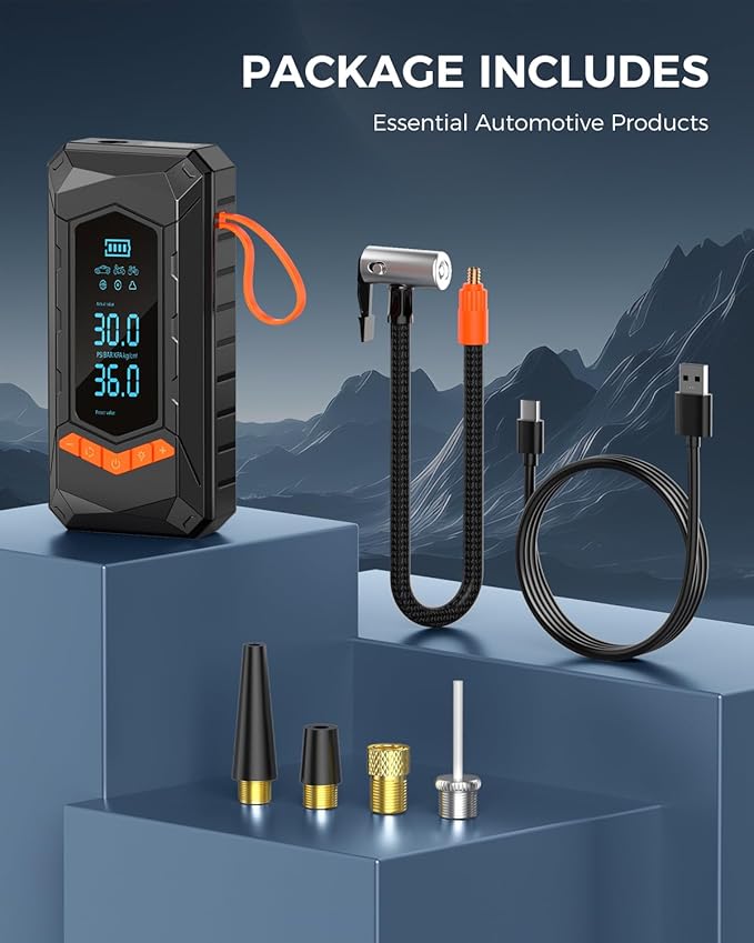 Tire Inflator Portable Air Compressor,160 PSI & 25000mAh Cordless Air Pump for Car Tires with Digital Pressure Gauge&Auto Shut-Off, Tire Pump Portable Tire Inflator for Car, Motorcycle, Bicycle, Ball