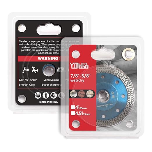 2Pack 4" Super Thin Diamond Blade Cutting Porcelain Tile Blade for Granite Marble Ceramic Wet or Dry Cutting (4"-2)