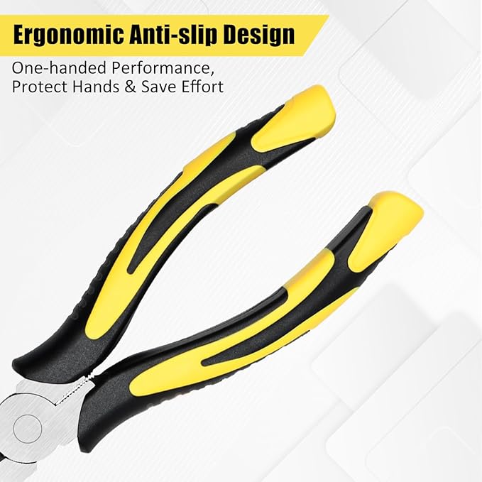 Premium Long Needle Nose Pliers-8?쇺? Paper Clamp Precision, High Carbon Steel, Soft Grip with Wire Cutter, Long Nose Cutting Pliers for Home, Fishing, Jewelry, Crafts,2pcs
