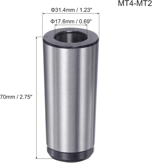 uxcell MT4 to MT2 Morse Taper Adapter Morse Taper Center Sleeve Reducing Drill Sleeve 4MT to 2MT for Lathe Milling