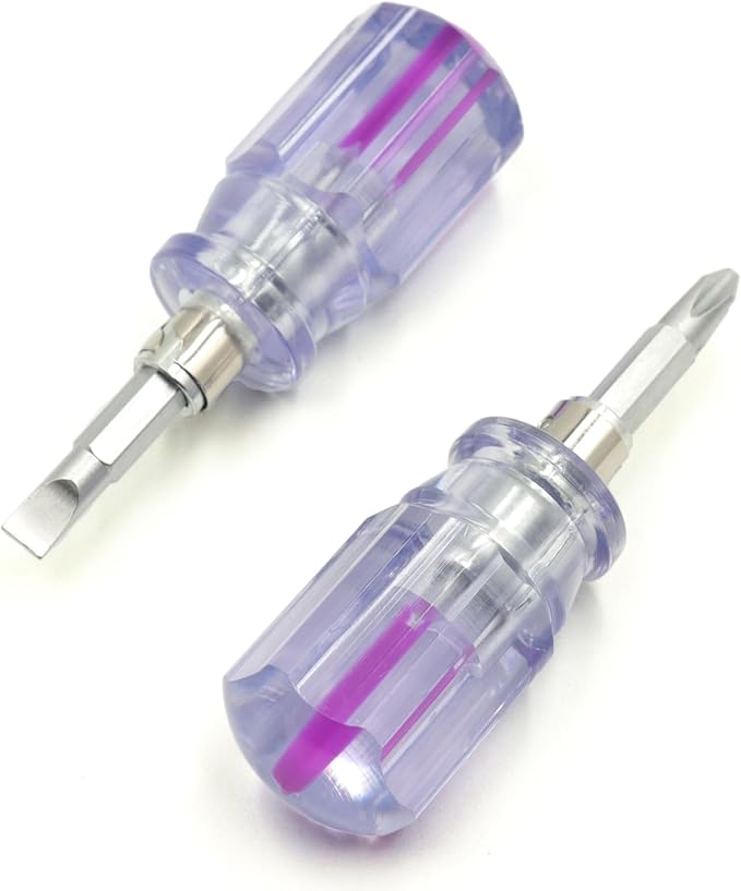 Stubby Screwdriver Short Screwdriver With Phillips Head and Flat Head, Small Magnetic Screwdrivers for DIY Repairing,2 Piece Set