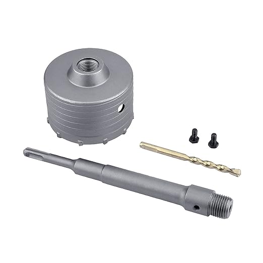 90mm / 3.5 inch Concrete Hole Saw with 220mm SDS Plus Shank Connecting Rod, Tungsten Carbide Teeth (7.7mm x 4mm) Cement Hole Saw for Concrete Cement Brick Wall Stone (90mm (3.5 inch)