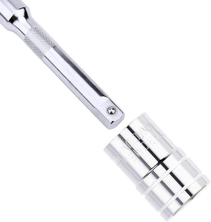 15mm Shallow Socket, 1/2 Inch Drive, 6-Point, Metric, Heat Treated CR-V Steel Short Sockets, Full Polishing, 1.5 Inch Length
