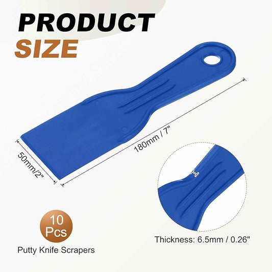 HARFINGTON 10pcs Putty Knife Scraper 2" Width Flexible Plastic Putty Knife Paint Scraper Tool for Taping Drywall Spreading Painting Wall Scratching Blue
