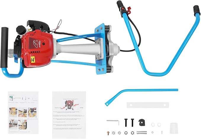 4-Stroke Gas Concrete Vibrating Machine, 900W 35.8CC Commercial Power Screed Vibrating Screed Power Unit Concrete Wet Screed Gasoline Cement Vibrator with 0.65L Fuel Tank for Pavement & Bridge Decks