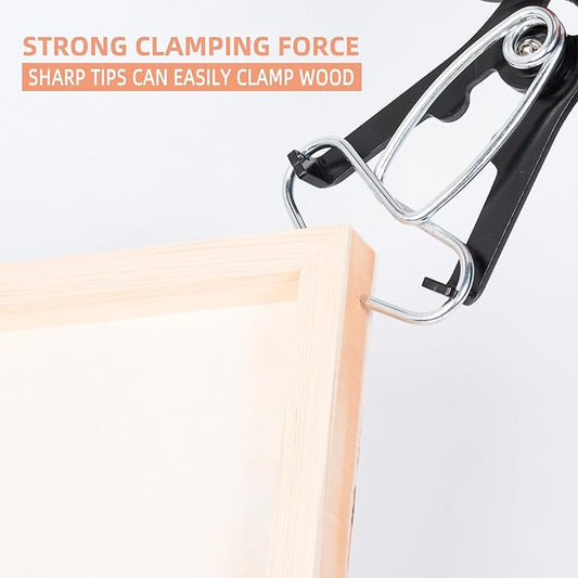 PLATATO 10 Pcs Miter Spring Clamps Kit Spring Loaded Pliers with 8 Miter Clamps for Trim, Woodworking, Picture Frames, Crown Molding Tool