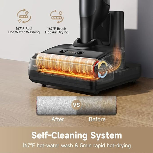 MOVA M10 Cordless Wet Dry Vacuum Cleaner 180째 Lie-Flat Smart Vacuum Mop All in One for Hard Floor, 167째F Flashdry Self-Cleaning, Zero inch Dual-Edge Cleaning, 18000Pa Suction, Zero-Tangle for Pet Hair