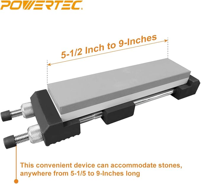 POWERTEC Sharpening Stone Holder ??Adjustable Whetstone Stone Holder 5.5" to 9", Non-Slip Rubber Base for Secure Knives Sharpening for Kitchen w/knife Sharpener, Wet, Diamond Stone(71013)