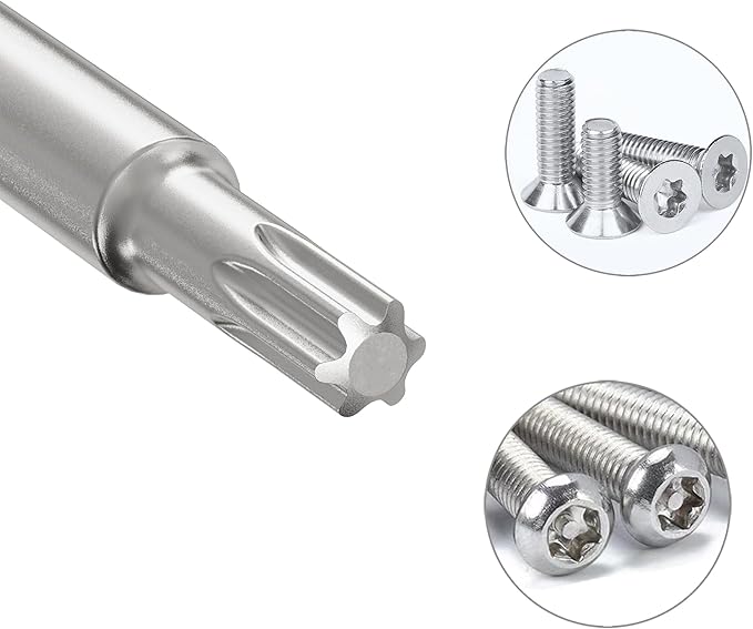 5PCS T5 Magnetic Torx Screwdriver Bits, 1/4 Inch Hex Shank 2 Inch Length S2 Steel Drill Torx Head Drill Screw Driver Tools(50mm Long, Star 6 Point)