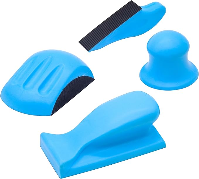 4PCS Hand Sanding Blocks Hook and Loop, 5 Inch Mouse Sanding Block and 5.3" Hand Sander Block for Woodworking Furniture Automotive Body Arts and Crafts