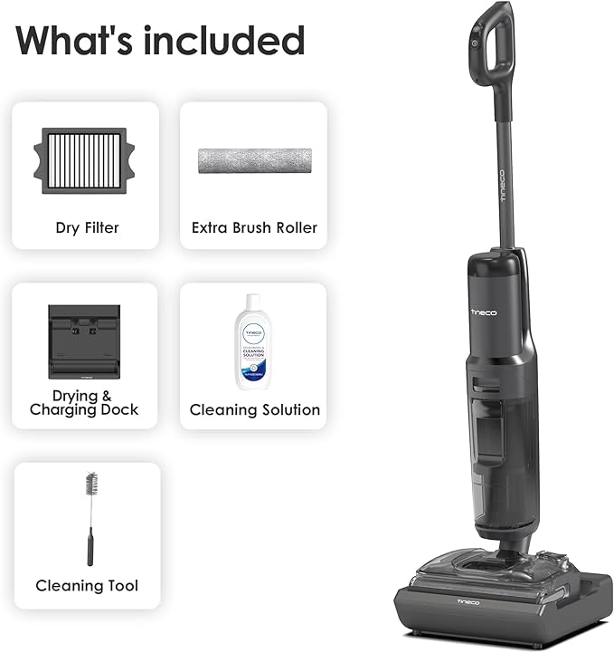 Tineco Floor ONE S7 Stretch Ultra Cordless Wet Dry Vacuum Cleaner, 180째Lay-Flat Anti-Tangle Design, 50 Minutes Runtime, 185??Flashdry Self-Cleaning, Dual-Sided Edge Cleaning Floor Cleaner