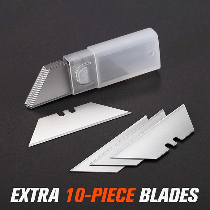 REXBETI 2 Pack Utility Knife with Extra Blades, 2 Color Retractable Blade Heavy Duty Box Cutter for Cartons竊똂ardboard and Boxes竊똄xtra 10 Blades Included