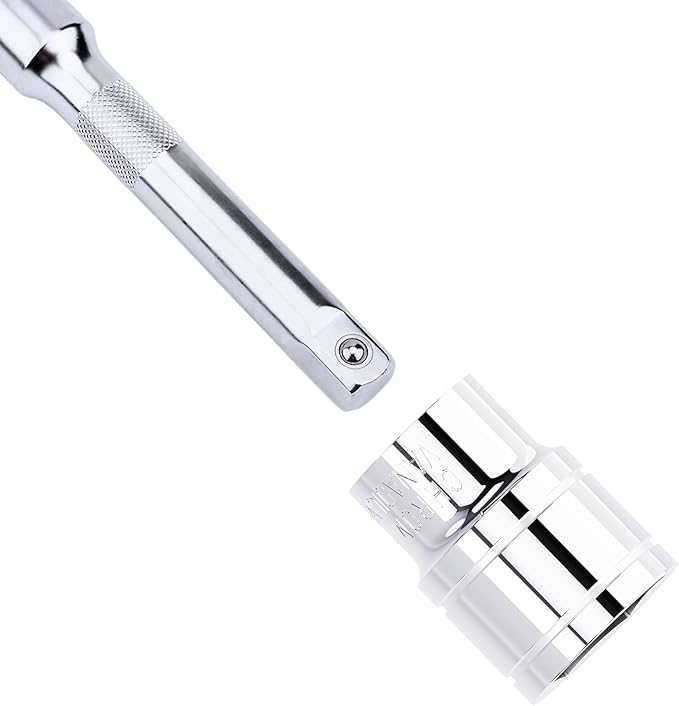 24mm(15/16-Inch) Shallow Socket, 1/2 Inch Drive, 6-Point, Metric, Heat Treated CR-V Steel Short Sockets, Full Polishing, 1.5 Inch Length