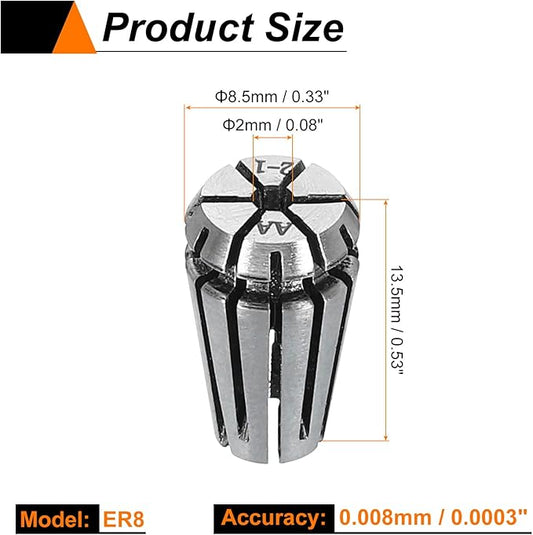 HARFINGTON Spring Collet Chuck ER8 2mm 65Mn Spring Steel Precision Router Collets for CNC Engraving Milling Lathe Tool