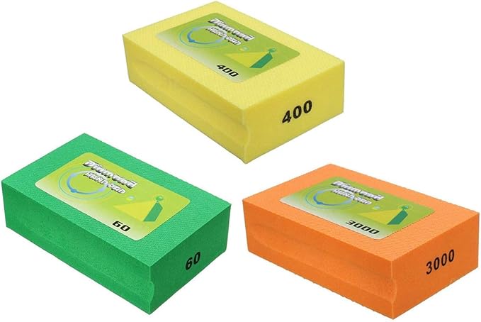 3 PCS Sanding Blocks 60 Grit+400 Grit+3000 Grit Polishing Grinding Block Diamond Polishing Hand Pads Block For Granite Marble Glass Grinding