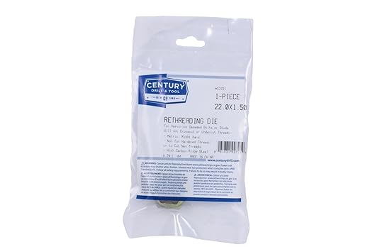 Century Drill & Tool, 92721, 22.0X1.50,Rethreading Die,Tool Set, Thread Repair