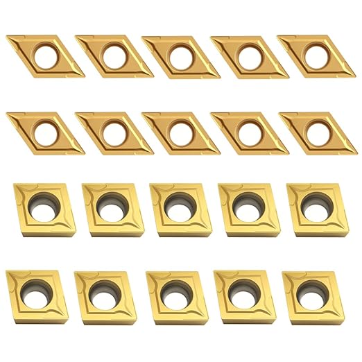 10pcs CCMT060204/CCMT21.51+10pcs DCMT070204/DCMT21.51 Carbide Turning Inserts,TISIN Coating, Replacement Inserts for CNC Lathe,CCMT Inserts, DCMT Inserts, for Lathe Turning