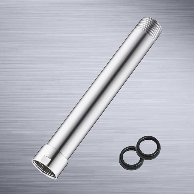 6 Inches Shower Head Extension Arm, Shower Arm Extender for Rain and Handheld Shower Head, Solid Stainless Steel Straight Bathroom Extension Arm,Female to Male NPT 1/2 Inch, (Polished Chrome)