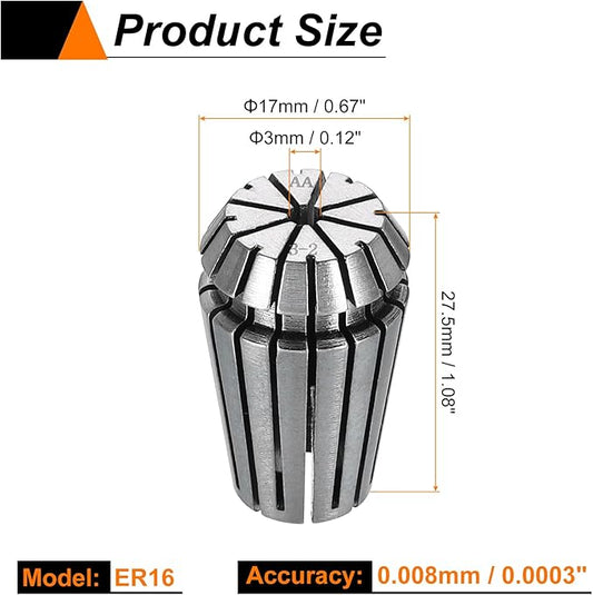 HARFINGTON Spring Collet Chuck ER16 3mm 65Mn Spring Steel Precision Router Collets for CNC Engraving Milling Lathe Tool