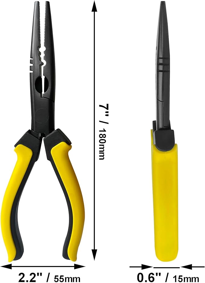 Hanpex-7 inch Fishing Pliers with Anti-rust Teflon coated, Freshwater/Saltwater Fishing Tools, Comfort Grip Handles Fishing Gear Idea for Fishing Trip