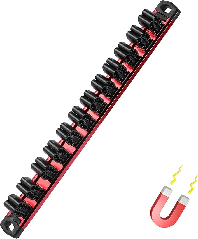 WORKPRO Magnetic Screwdriver Organizer and Wrench Organizer, Aluminum Rail Magnetic Tool Organizer, Tool Holder, Toolbox Organization, 12-Slot Screwdriver and Wrench Holder (Tools not Included)