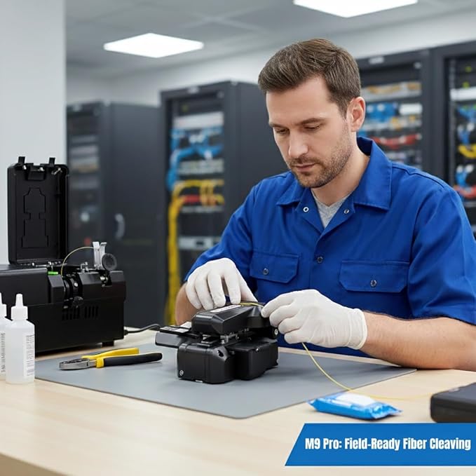 2026 Upgraded Mini One-Step Fiber Optic Cleaver, Ribbon Fiber Cleaver with ??0.5째 Precision, 24-Point Blade & 3-in-1 Holder ??Universal Splicer Companion for All Major Fusion Splicers