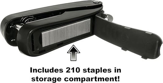 Praxxis Pro Office Supplies - Aria-Plus Half-Strip Mini Stapler - Durable, Compact, and Colorful Stapler for Office and Travel Use, Compatible with Standard 26/6 Staples, Charcoal