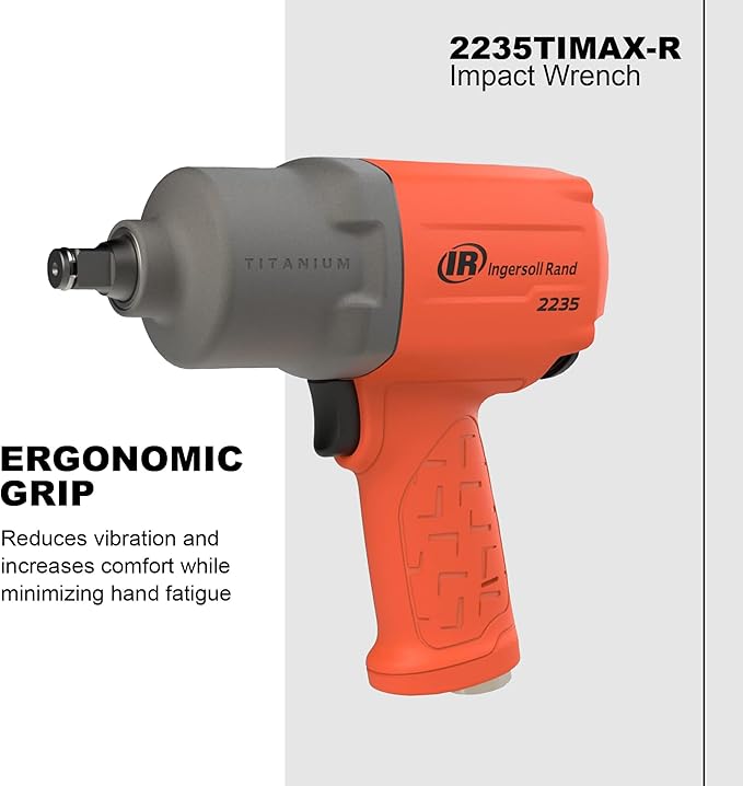 Ingersoll Rand 2235TiMAX-R 1/2" Drive Air Impact Wrench, Lightweight 4.6 lb Design, Powerful Torque Output up to 1,350 ft-lbs, Titanium Hammer Case, Max Control, Red