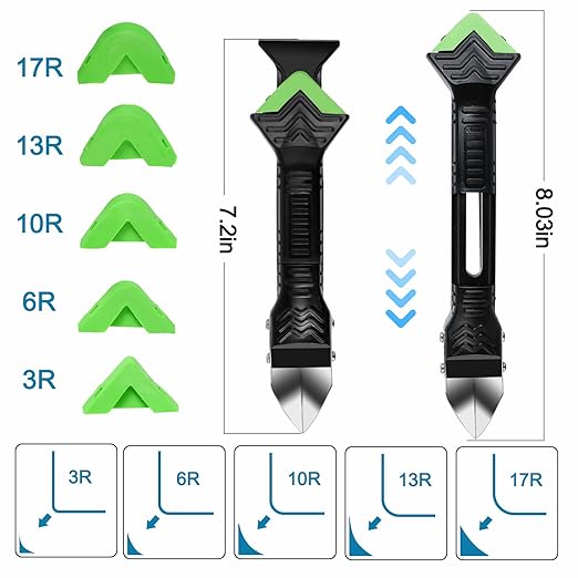 Silicone Caulking Tool,5 in1 caulk remover tool with Grout Scraper,caulking tool kit竊똀dhesive Residue Scraper Seam Repair Tool Kit for Kitchen Bathroom
