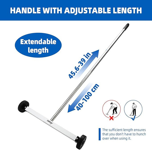 DISEN 17-Inch Magnetic Pick Up Sweeper Lawn Sweeper Roofing Tools Magnet for Nails Adjustable Handle 8.8-Pound Capacity Heavy-Duty Magnet to Pick Up Nails with Telescoping Magnet Pick-up Tool Set