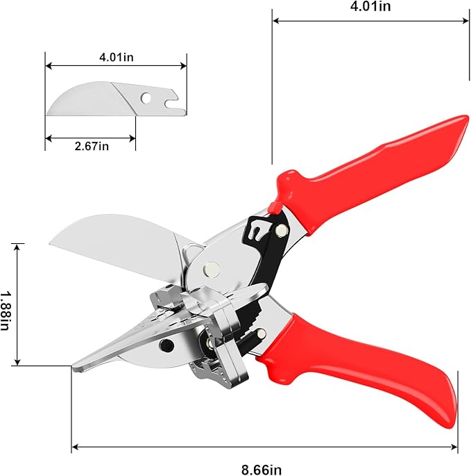 GARTOL Ratchet Miter Shears for Angular Cutting Molding Crafting, Shoe Molding & Quarter Round Cutting Tool Miter Cutter, Adjust at 45-135 Degree Multi-Angle Cutter Hand Tool for Soft Wood, PVC, MDF