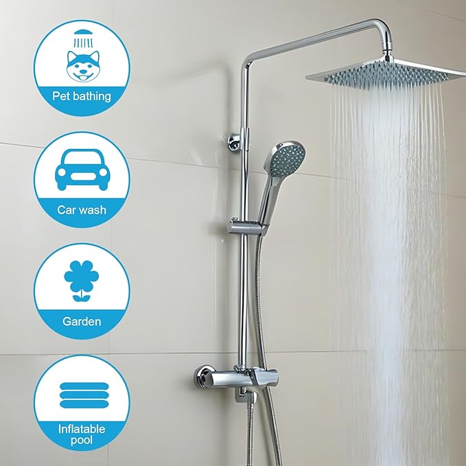 59" Shower Hose, Extra Long 304 Stainless Steel Handheld Shower Head Hose Extension/Replacement, Flexible & Durable, G1/2 Universal Insert & Nut