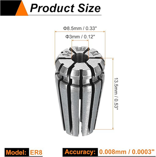 HARFINGTON Spring Collet Chuck ER8 3mm 65Mn Spring Steel Precision Router Collets for CNC Engraving Milling Lathe Tool