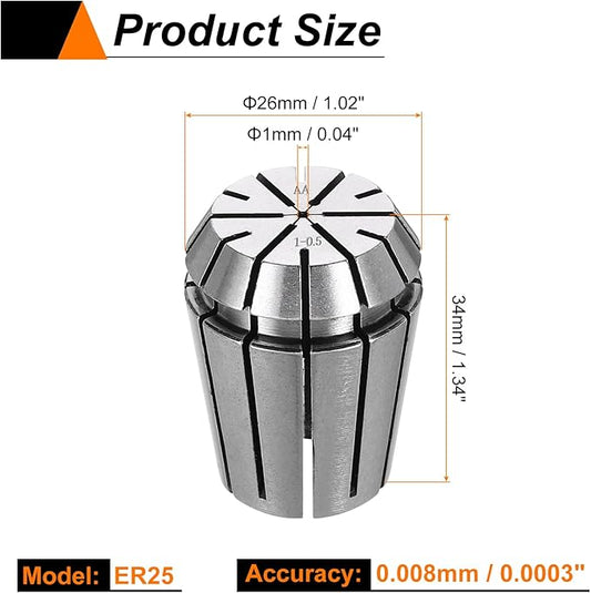 HARFINGTON Spring Collet Chuck ER25 1mm 65Mn Spring Steel Precision Router Collets for CNC Engraving Milling Lathe Tool