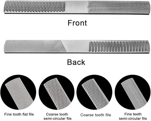 Wood Rasp File 4 Way Hand File and Round Rasp, Half Round Flat & Needle Files Wood Rasp Set for Sharping Wood and Metal Tools
