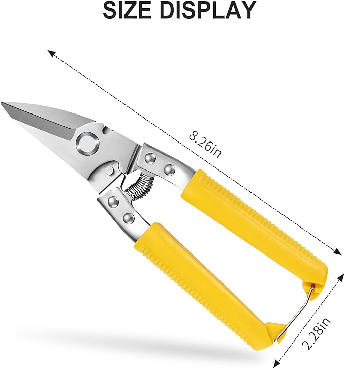 Heavy Duty Scissors, Cardboard Scissors, with Finely Serrated High Carbon Stainless Steel Blades- easy Cuts Electrical Cable Notch, Gardening Pruning, Leather, Solid Copper Wire, Insulated Cable, etc