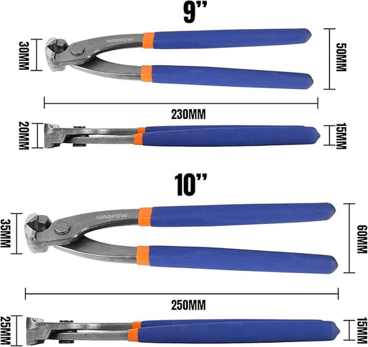 Nail Puller,Pliers,End Cutting Pliers, Carpenter Pincer Tool,Ear Clamp Nail Puller Pliers for Pulling Nails or Cutting Wires,2 PCS Pliers Set, 9" and 10",WPS8302, Blue