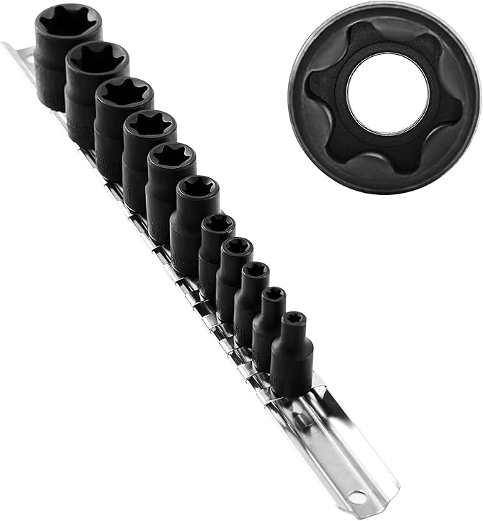 11-Piece E-Torx Socket Set, 1/4" & 3/8" Drive, E4-E20 Torque Socket Set