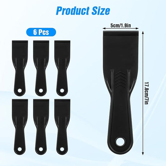 6PCS Plastic Putty Knife, 2 Inch Black Plastic Putty Filler Knife, Flexible Putty-Scraper, Wall Scraper, Spatula Tool for Repairing Walls, Pasting Plaster, Spackling, Removing Wallpaper, Applying Mud
