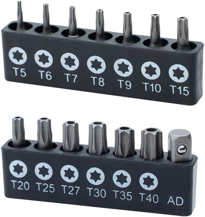 ROTATION 14-Piece Tamper Resistant Star Bits, Chrome Vanadium Steel, T5 - T40 Impact Grade Security Torx Bit Set, 1/4-inch Hex Shank