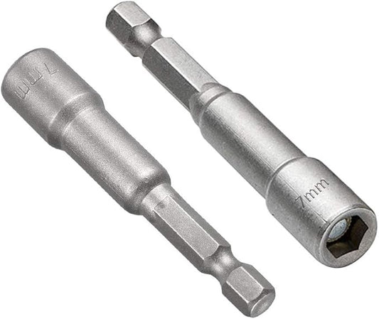 10pcs 1/4" Hex Shank Impact Nut Driver Socket Set 7mm/9/32" Drill Nut Driver Bit, 2.5" Length