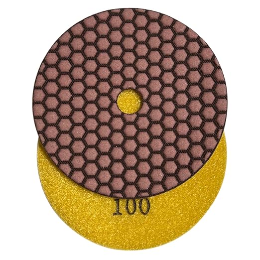 5" High Performance Dry Stone/Concrete Polishing Pads, 1.5mm Segment Height, Honeycomb Style, 100 Grit