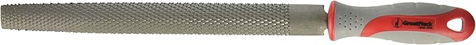 GreatNeck HFR10C Half Round Wood Rasp, 10 Inch Half Round File with Handle, Half Round Wood File, 10 Inch Hand File, Ergonomic Woodworking Hand Tools