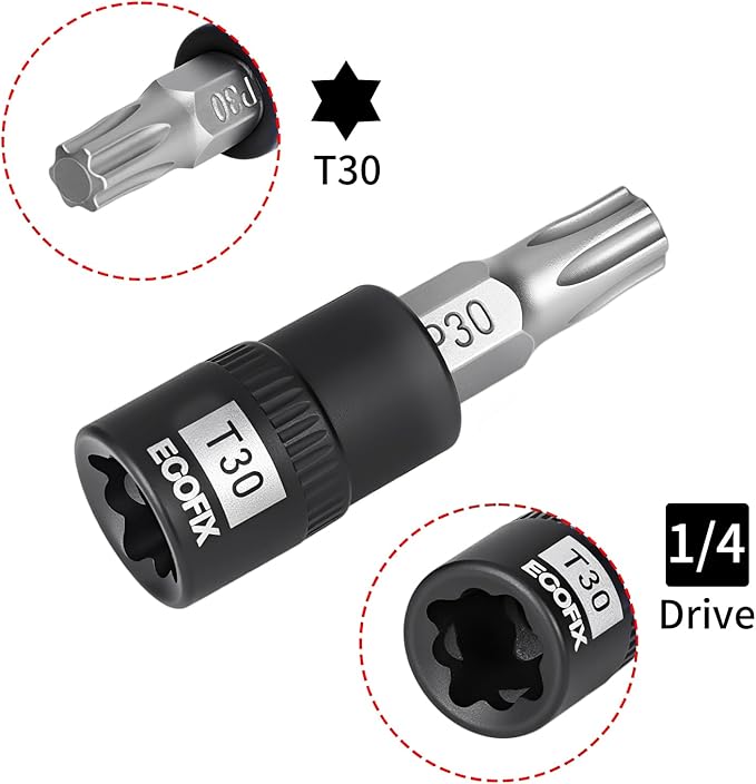 1/4 Inch Drive x T30 Torx Bit Socket