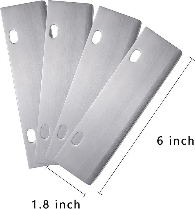 4 Pcs Grill Scraper Edge Sharper Blade Replacement, Stainless Steel Outdoor Barbecue Cleaning Tools, Heavy Duty Accessories for BBQ