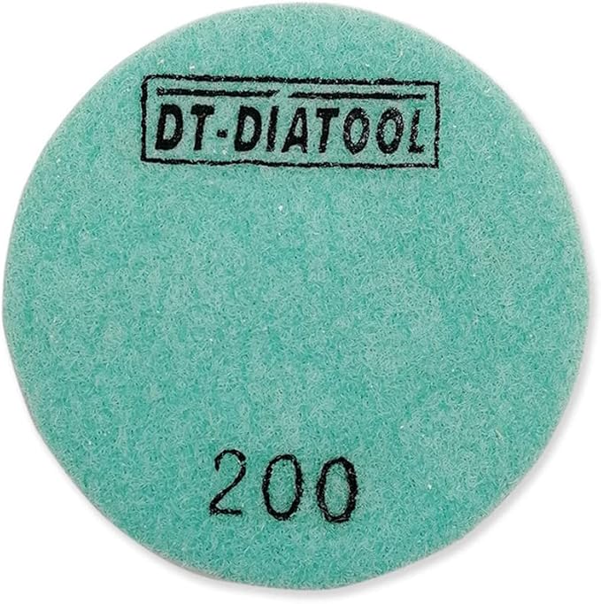 DT-DIATOOL Concrete Polishing Pads 3 inch/80mm for Concrete, Cement and Terrazzo Floors Processing, Repairing and Renovating, Dry or Wet Use Diamond Grinding Pads Grit 200 3pcs