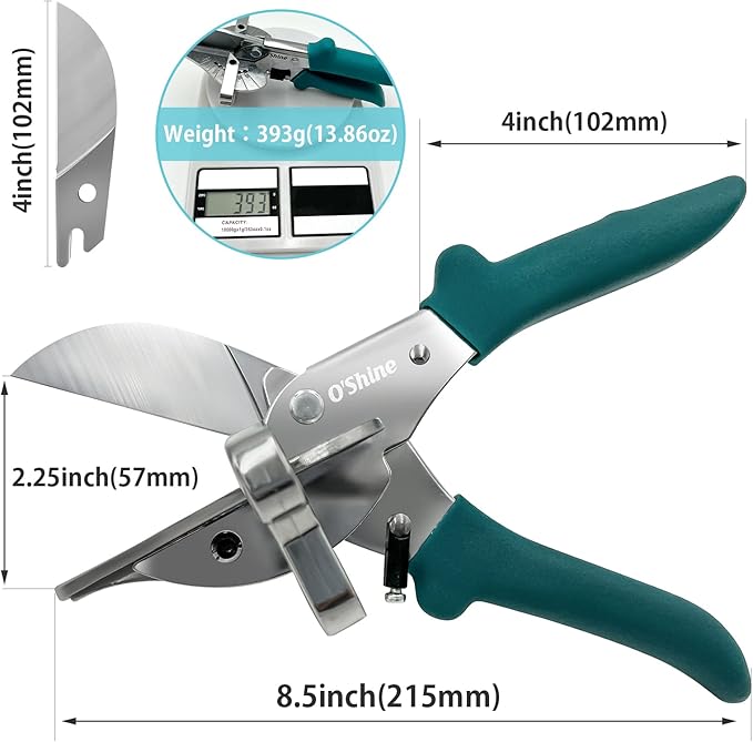 O?셎hine Miter Shears Explorer for Angular Cutting Molding Crafting Wood, Quarter Round Cutting Tool, 45-135 Degree Multi Angle PVC Miter Shear Trim Cutter Hand Tool